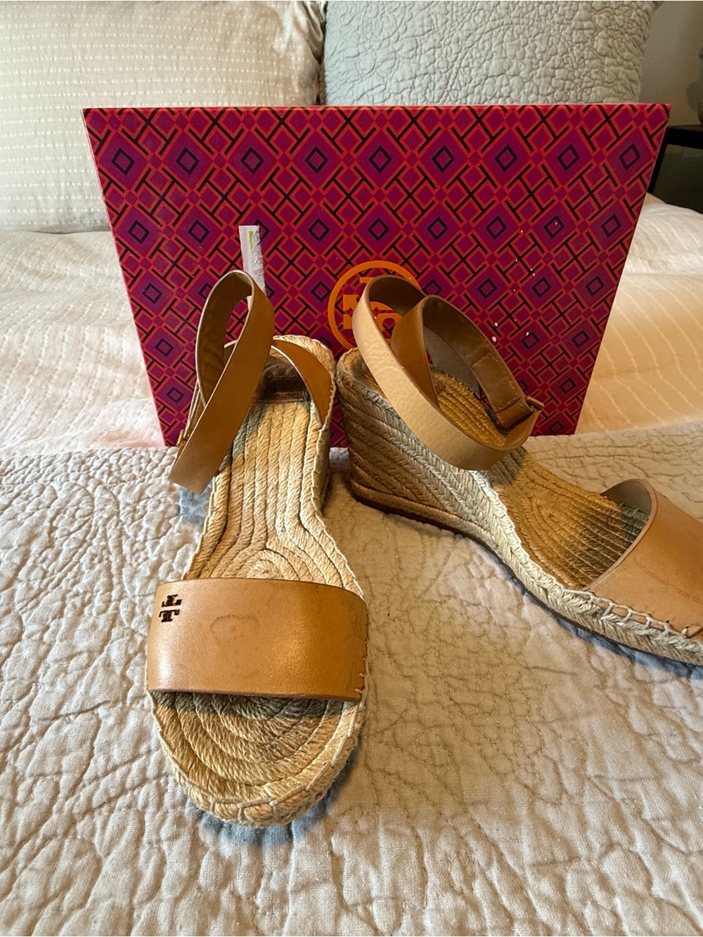 Tory Burch Bima Espadrille Wedge Sandals with Ankle Strap in Blonde